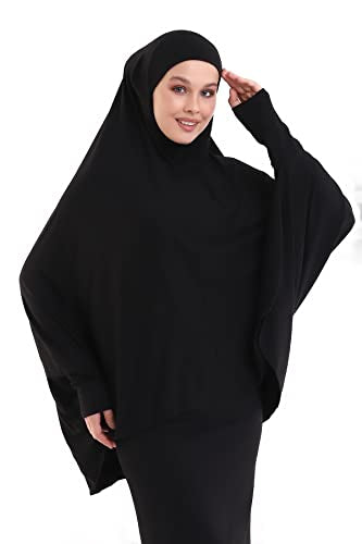 ihvan online, Women Muslim Hijab Cover, Islamic Khimar, Long Salah Clothes. Prayer Hijab for Women - color: Black