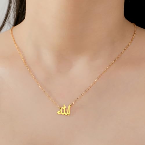 UNIFT Islamic Muslim Allah Layered Necklaces For Women Stainless Steel Charm Water Drop Heart Shape Allah Pendant Double Layer Necklace Islamic Jewelry - color: gold 6