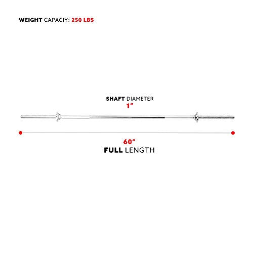 Sunny Health & Fitness 60-Inch Chrome Barbell Bar or High-Density Foam Barbell Pad – Strength Training Gear for Squats, Deadlifts, Hip Thrusts, Bench Press, Lunges & Full-Body Home Gym Workouts - style: 60 Inch Barbell