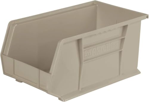 Akro-Mils 30240 AkroBins Plastic Storage Bins, 15"x8"x7", Stone, 12-Pack | Space-Saving Stackable Bins for Garage, Pantry, Craft Organization - color: stone