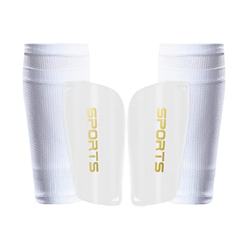 AIMISICAR Kids Youth Soccer Shin Guards with Sleeves for 3-15 Years Old - color: White, size: L ( 4'7" - 5'8" Tall )