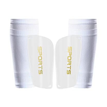 AIMISICAR Kids Youth Soccer Shin Guards with Sleeves for 3-15 Years Old - color: White, size: S ( 3'3" - 3'10" Tall )