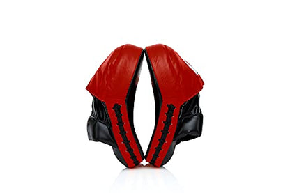 Fairtex FMV9 Contoured Focus Mitts |Striking Accuracy & Protection for Boxing, Muay Thai, Kickboxing |Ergonomic Design, Soft Padding, Secure Fit Leather - color: Black/Red