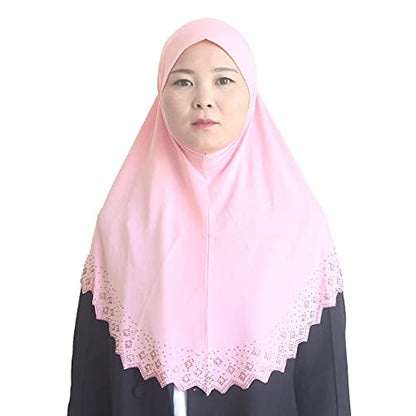 Instant Hijab Scarf for Women Muslim Women Clothing Headscarf for Girls with Czech Rhinestone - color: Pink