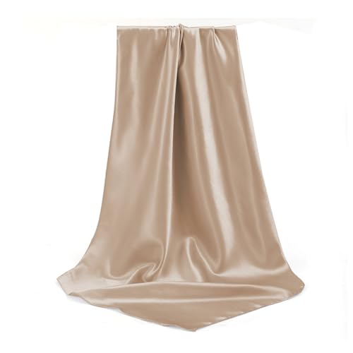 Elegant Satin Jersey Muslim Hijab Scarf Square Soft Head Wrap Scarves Shawl for Women Girls - color: Light Khaki(90*90cm)