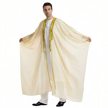Men's Kaftan - Muslim Robe Thobe Caftan - color: Beige, size: Large
