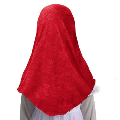 GREUS 2Pcs Kids Hijab for 2-6Y Girls Muslim Headscarf One Piece Hijabs Khimar Islam Arab Scarf Turban Bandana Hat Head Wrap - color: Set a (Black + Red)