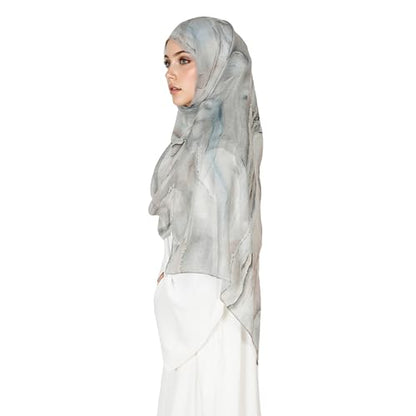 Printed Hijab for Women Printing Hijab Scarf for Women Muslim Islamic Prayer Clothes 1pc Muslim Women's Khimar - color: Agate Beige