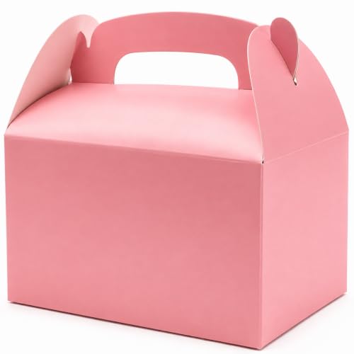 The Dreidel Company Gable Treat Boxes, Party Favors, 6.25" x 3.5" x 3.5" Inch Box, 25-Pack (Shiny Pink) - color: Shiny Pink