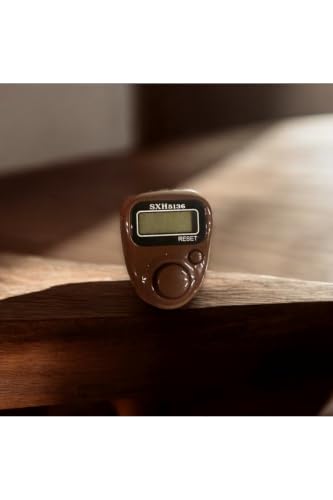 SODEF Next Generation Digital Zikirmatik Finger Ring Counter - Adjustable Design for Finger Sizes - Brown Modern Electronic Tasbih for Dhikr and Prayer - Lightweight and Portable - Brown