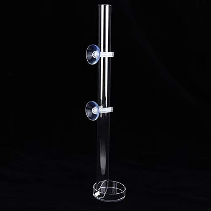 Shrimp Feeding Tube and Dish Set,Acrylic Shrimp Feeder Tube Feeding Dish Bowls for Fish Aquarium Shrimp Fish, with 2 Suction Cups,Fish Feeding Supplies(Tube Length 20cm)