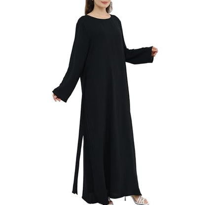Abaya Dress for Muslim Eid Prayer Jilbab Dubai Women Maxi Kaftan Islamic Salah Dress Soft Muslim Women Clothes - color: Blacka, size: Medium
