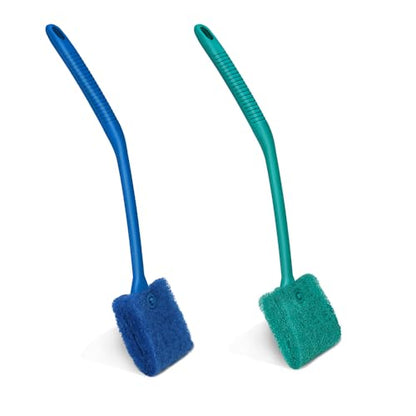 DaToo 2 PCS Fish Tank Cleaning Tools Double Sided Sponge Brush Cleaner Long Handle Aquarium Cleaning Scrubber for Aquariums and Home Kitchen