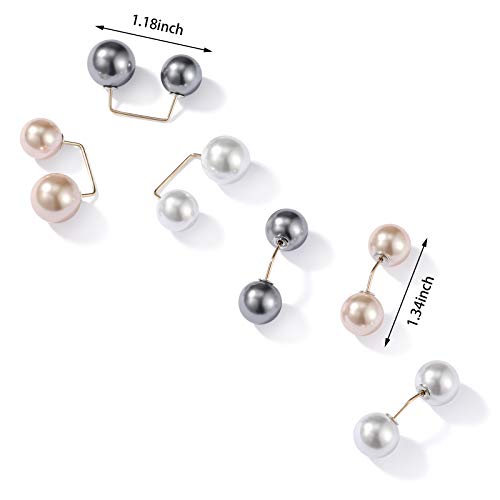 WILLBOND 6 Pcs Artificial Pearl Brooch Pins Sweater Shawl Safety Clips Dress Clips for Women - color: Gold, Silver, White