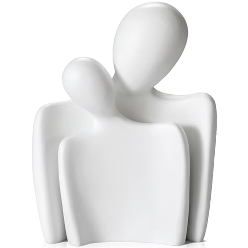 Flytime Love Couple Statue-8 Inch, Suitable for Home Modern Art Decor Sculpture Placed in TV Stand, Living Room, Bookshelf, Bedroom for Valentine's Day, Wedding, Anniversary (White) - color: White