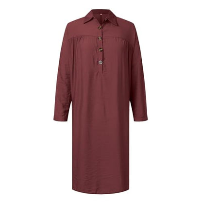 Prayer Clothes for Muslim Women One-Piece Long Sleeve Islamic Prayer Dress O Neck Lightweight Maxi Dress Dress - color: Red, size: Medium