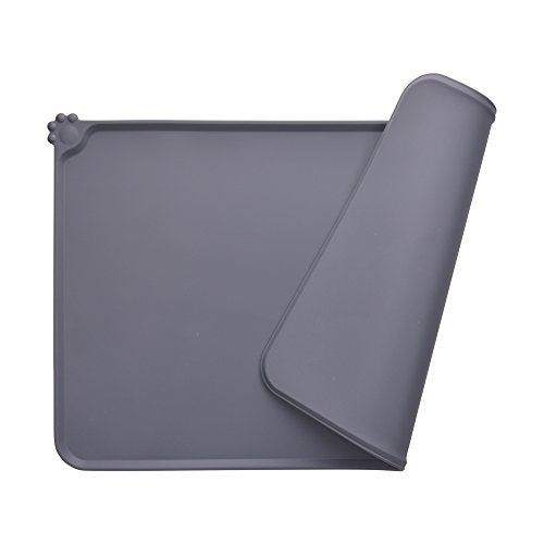 Guardians Silicone Dog Cat Bowl Mat, Non Slip Pet Feeding Mat, Waterproof, Grey, 18.5"x11.8" - color: Grey, size: 18.5"x11.8"
