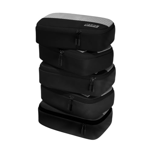 Small Packing Cubes for Travel - 5pc Packing Cubes for Suitcases - Lightweight Luggage Organizer Bags (Non-Compression) - color: 5pc Black, size: Small