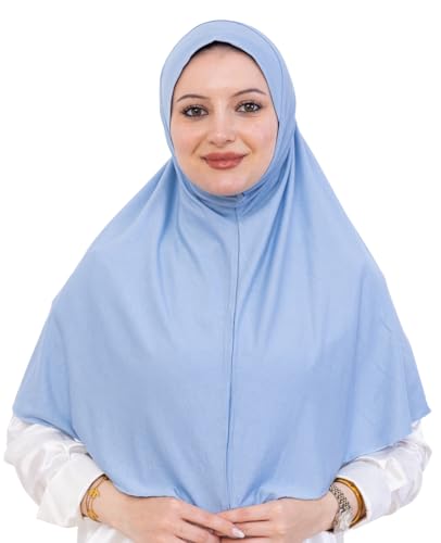 Prien Ready Hijab For Women, One Piece Muslim Instant Turban, Easy To Wear Long Head Scarf, Turkish Islamic Clothes For Abaya - color: Light Blue