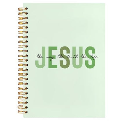 Boho Christian Notebook Journal, Christian Gifts for Women, Bible Notebooks for Note Taking, Bible Journaling Notebook, Jesus the Way the Truth the Life Hardcover Spiral Notebook 5.5x8.3 green - color: white Bible-monotonous jesus green