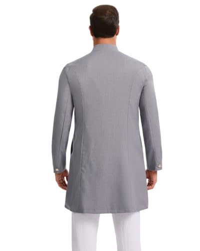 YAOHUOLE Mens Kurta Coats Indian Ethnic Royal Suits Jubba Thobe for Men - color: Gray, size: XX-Large