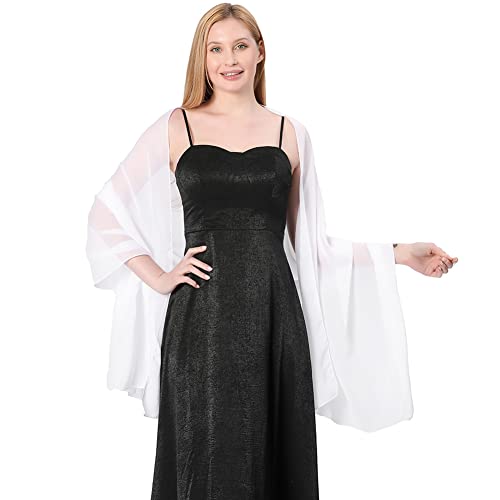 Ladiery Chiffon Shawl Wraps for Women Evening Dresses, Elegant Soft Sheer Shawls for formal dressy Bride Wedding - color: White(1)