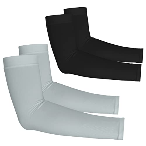 YESLIFE UV Sun Protection Arm Sleeves for Men & Women,UPF 50 Cooling Sports Sleeve - color: Gray + Black, size: 2 Pairs