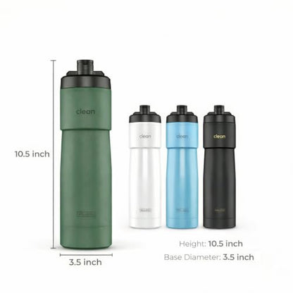 The Clean Hydration Co Insulated Bike Water Bottle 23 oz | Easy Clean Nozzle, Easy Squeeze Sports Bottle | BPA Free Cycling Bottle for Road & Mountain Biking, Gym & Travel | Matte Green - color: Matte Green