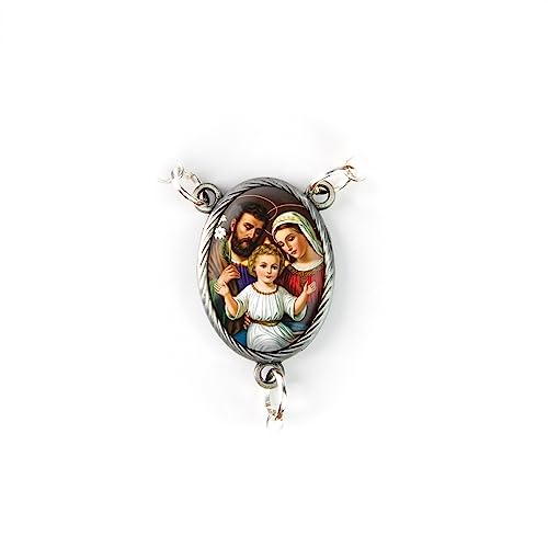 Olive Wood Car Rosary for Rearview Mirror from The Holy Land of Bethlehem - Auto Rosary with Holy Family (Dark) Medal & Crucifix Cross Charm - 7" Pocket Rosary Beads for Hanging - color: Holy Family (Dark)