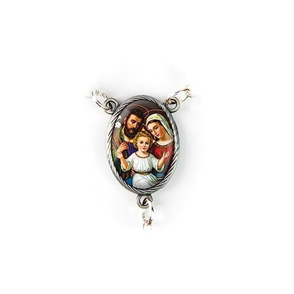 Olive Wood Car Rosary for Rearview Mirror from The Holy Land of Bethlehem - Auto Rosary with Holy Family (Dark) Medal & Crucifix Cross Charm - 7" Pocket Rosary Beads for Hanging - color: Holy Family (Dark)