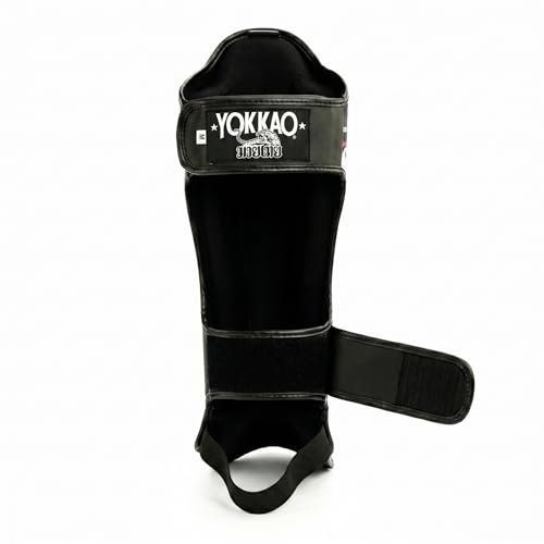 YOKKAO Microfiber Shin Guards - A-Grade Thai Microfiber | Multi-Layer Foam | Single-Shell Wrap | Produced at YOKKAO Factory, Thailand | S-L - color: Black Sharknado ll, size: Medium
