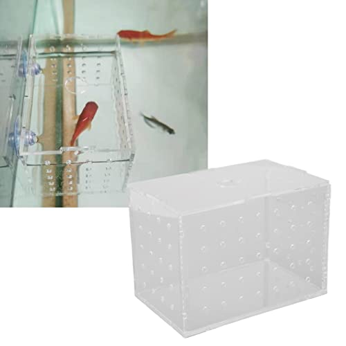 Fish Breeder Box, Aquarium Fish Breeding Box with Suction Cups, High Transparency Acrylic Hatchery Incubator Tank for Baby Fish Shrimp Clownfish Isolation and Rearing (9 * 6 * 7CM) - size: 9*6*7CM