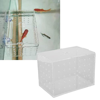 Fish Breeder Box, Aquarium Fish Breeding Box with Suction Cups, High Transparency Acrylic Hatchery Incubator Tank for Baby Fish Shrimp Clownfish Isolation and Rearing (9 * 6 * 7CM) - size: 9*6*7CM