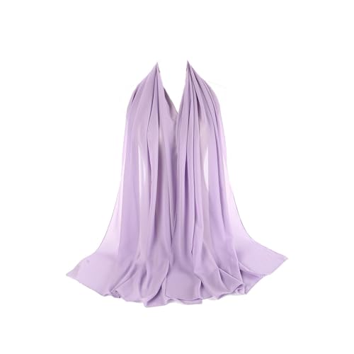 Premium Chiffon Hijab Head Scarf Shawl Wrap for Muslim Women Lightweight - color: Light Purple