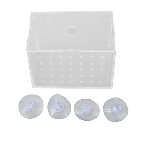 Fish Breeder Box, Aquarium Fish Breeding Box with Suction Cups, High Transparency Acrylic Hatchery Incubator Tank for Baby Fish Shrimp Clownfish Isolation and Rearing (11 * 7 * 8CM) - size: 11*7*8CM