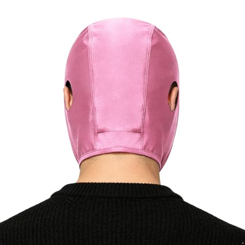 YiZYiF Wrestling Hair Cap Cover Universal Fit for Any Headgear with Chin and Open Ears Long Hair Slicker for Grappling - color: Pink