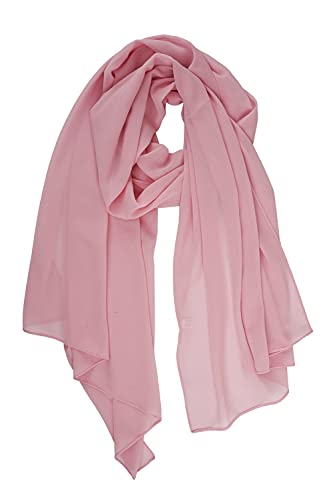 YOUR SMILE for Women Lightweight Breathable Solid Color Soft Chiffon Long Fashion Scarves Sun-proof Shawls Wrap - color: Peach Pink