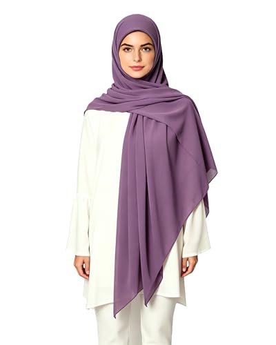 Lina & Lily Premium Chiffon Hijab Head Scarf Shawl Wrap for Muslim Women Square 58'' x 58'' - color: Berry