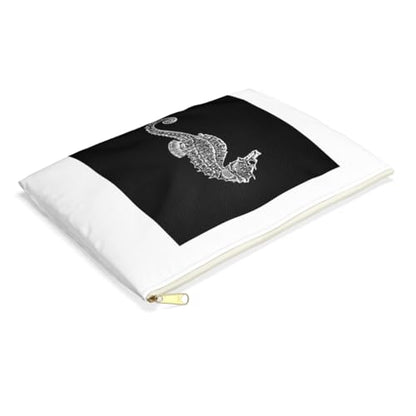 3dRose Black seahorse print. Sea Horse. Ocean marine beach aquarium aquatic Accessory Pouch Small - size: Small