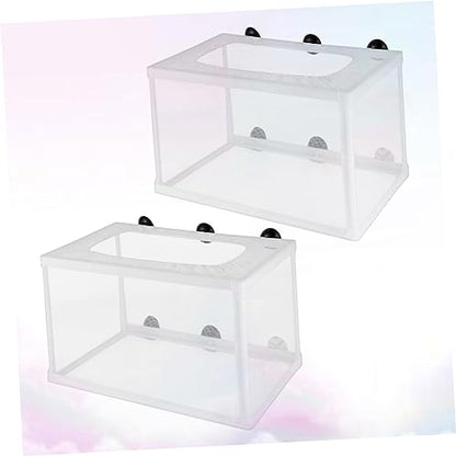2pcs Big Size Fish Net Decor for Fish Tank Aquarium Breeder Box with Suction Cup