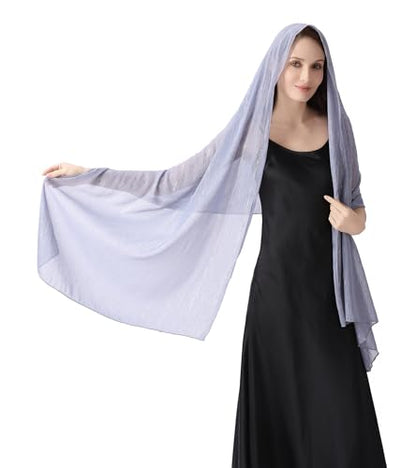 OurLore Chiffon Shawls Wraps for Women Sheer Glitter Scarf Sparkly Rhinestones Shoulder Sarong Cover Up Hijab for Wedding - color: Silver Gray