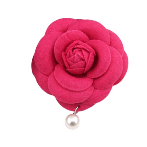 Vintage White Flower Pearl Tassel Brooch Pins for Women Trendy Camellia Pearl Hair Pins Christmas Pins Dainty Shawl Brooches Bracelet Birthday Jewelry - color: Peach2