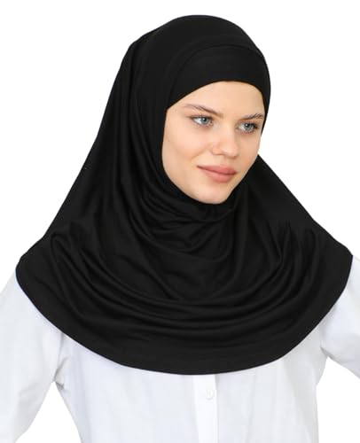 Prien Chic Ready To Wear Hijab For Women, Muslim Long Turban Undercap Set, Instant Scarf, Prayer Clothes For Girls, Abaya - color: Black