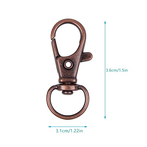 120PCS Premium Swivel Lanyard Snap Hook with Key Rings, Metal Keychain Hooks for Jewelry Making, Crafts (red Bronze) - color: Ancient red copper