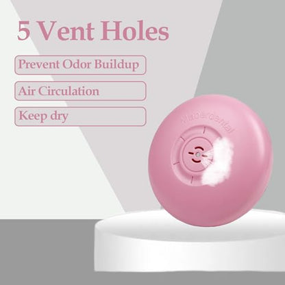 2 Pack Retainer Case with Vent Hole, Compatible with Invisalign | Portable Slim Travel Aligner Case,Secure Magnetic Closure-Food Grade Silicone Pad(Pink Purple) - color: Pink Purple