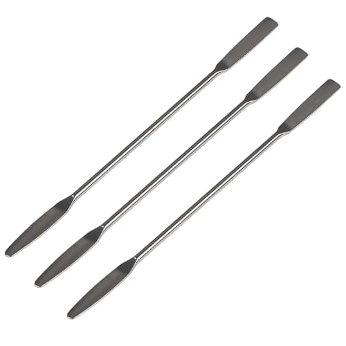 3-Pack Stainless Steel Micro Spatula, Double-Ended Lab Spatula with Tapered & Flat Tips for Laboratory, Research & Industrial Use