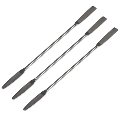 3-Pack Stainless Steel Micro Spatula, Double-Ended Lab Spatula with Tapered & Flat Tips for Laboratory, Research & Industrial Use