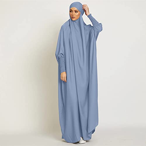 ODIZLI Muslim One Piece Prayer Hijab Dress Women Hooded Abaya Full Cover Islam Dubai Modest Robe - color: Sky Blue, size: One Size