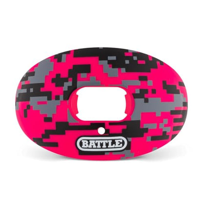 Battle Premium Camo Oxygen Football Mouthguard | Safe secure and comfortable fit, built-in airflow channels for breathability, no boil required, advanced composite material - color: Pink