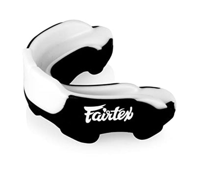 Fairtex MG3 Gel Mouth Guard, Adult, BPA Free Muay Thai MMA Gum Protection | Thermoplastic moldable liner with heavy-duty rubber shock frame. Dual-layer dental shield absorbs impacts in the ring - color: Black